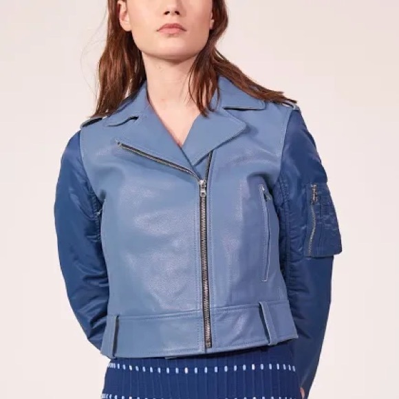 Sandro Women's Ruched Leather Biker Jacket - Picture 4 of 17